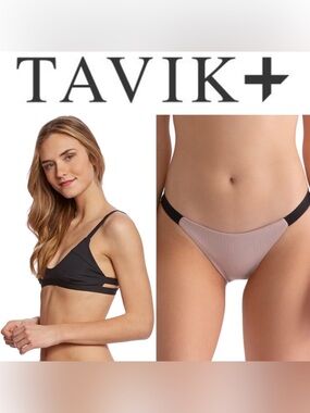 Tavik Two-Piece Bikini Set in Black and Taupe S